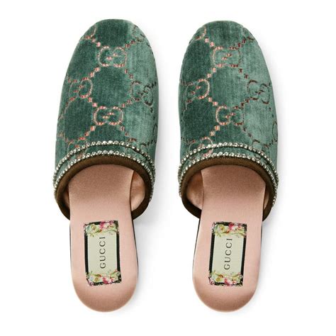 green velvet gucci slippers